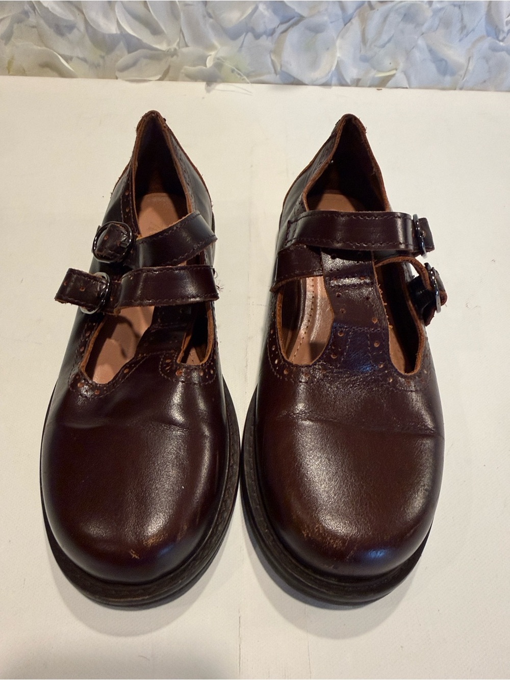 Zara Girls Brown Double-Strap Mary Jane Dress Shoes
